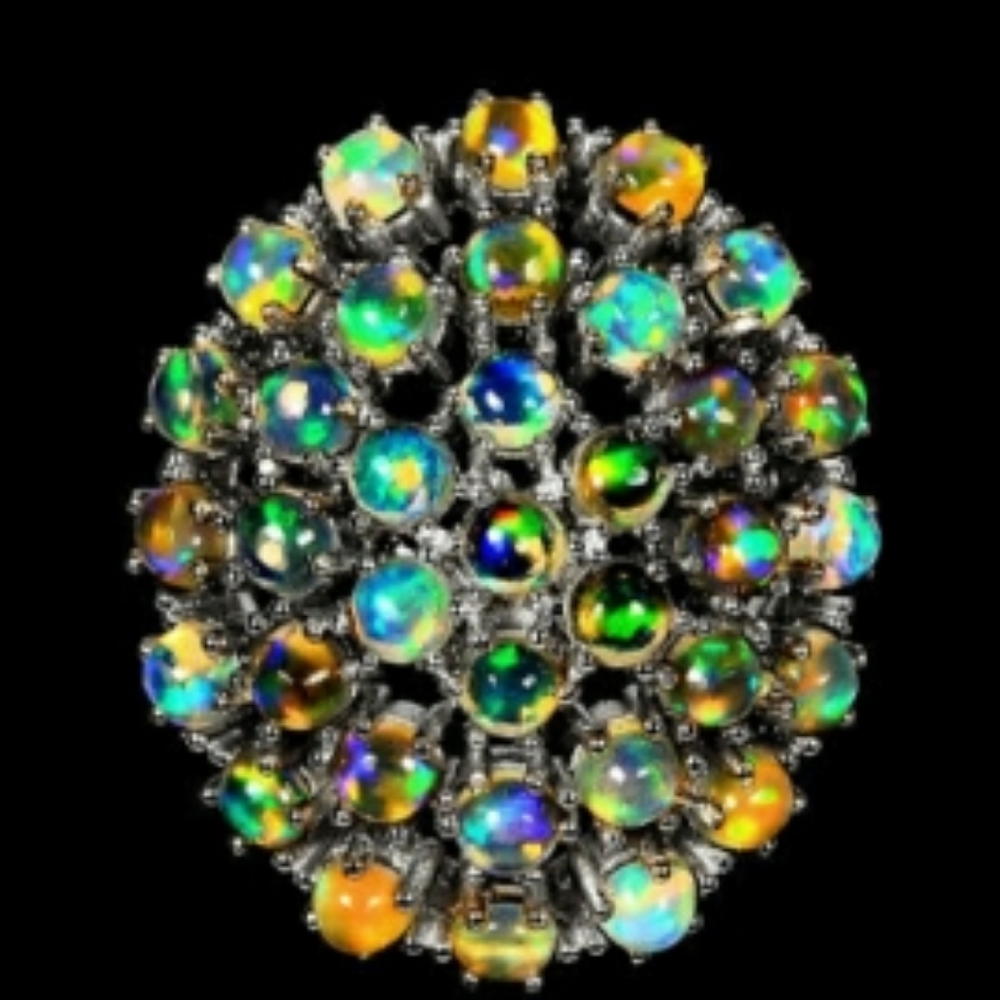 Genuine Opal Cluster Ring W5